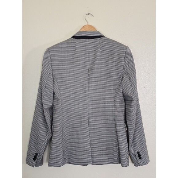 Theory Houndstooth Shrunken Blazer Womens Size 4 Office Work Career Black White - Picture 6 of 10